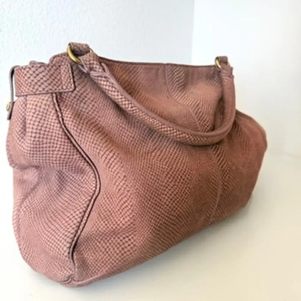 KOOBA Blush‎ Python Embossed Leather Shoulder Bag Gold Hardware Y2K
